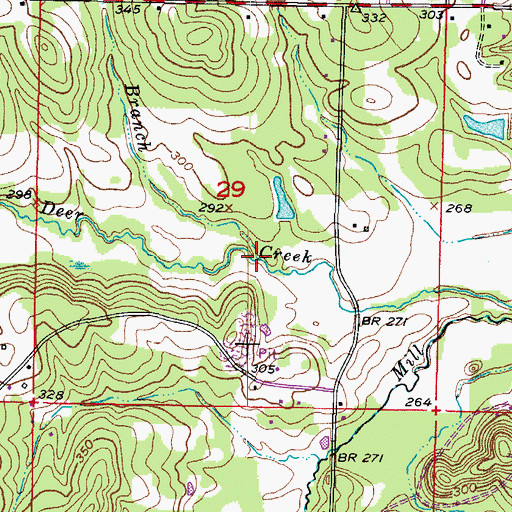 Topographic Map of Morgan Branch, AR