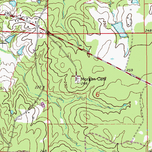 Topographic Map of Morgan Cemetery, AR