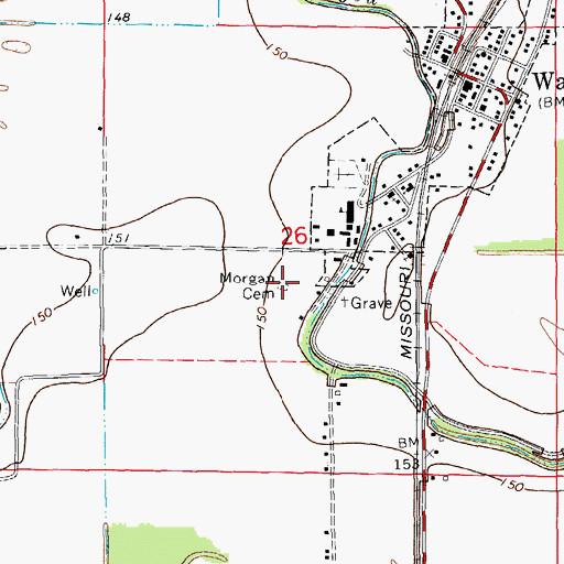 Topographic Map of Morgan Cemetery, AR