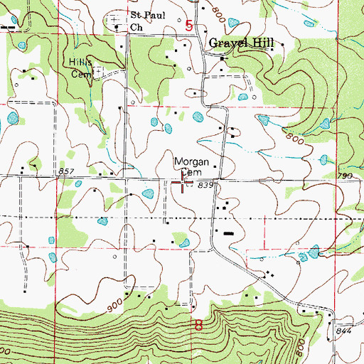 Topographic Map of Morgan Cemetery, AR
