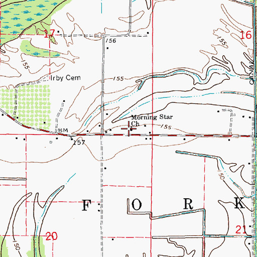 Topographic Map of Morning Star Church, AR