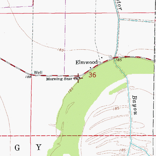 Topographic Map of Morning Star Church, AR