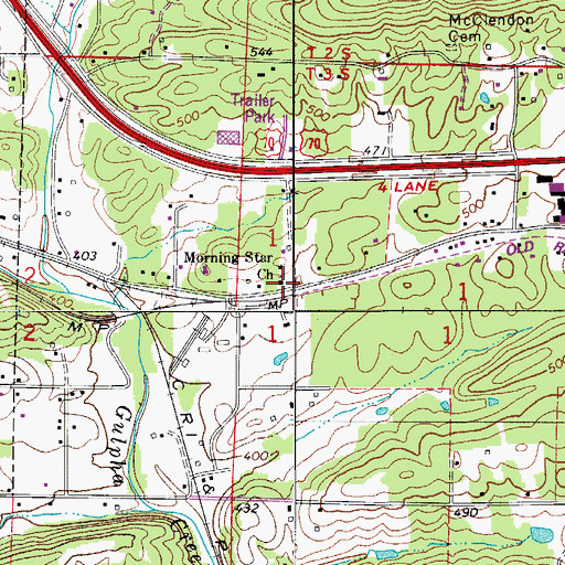 Topographic Map of Morning Star Church, AR