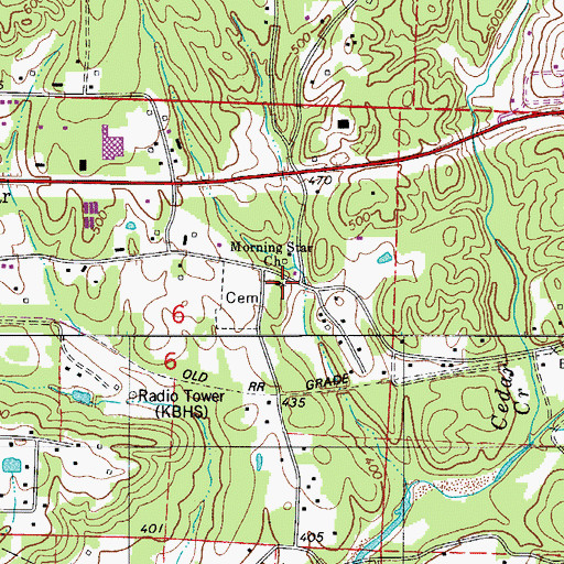 Topographic Map of Morning Star Church, AR