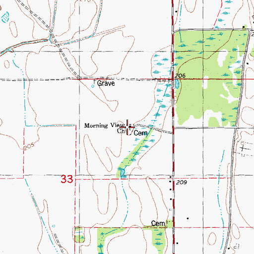 Topographic Map of Morning View Church, AR