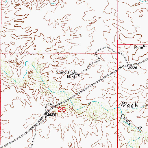 Topographic Map of Grand Prize Mine, AZ