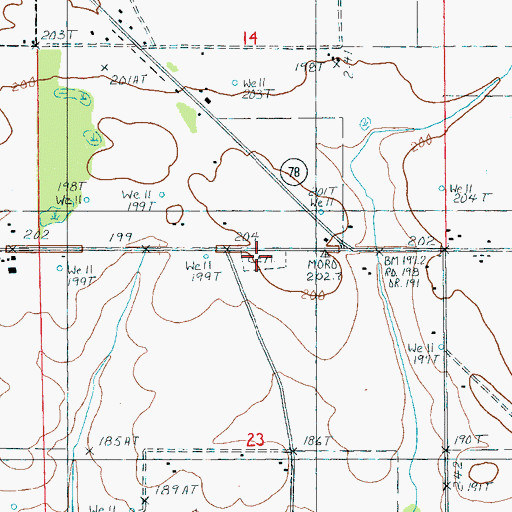 Topographic Map of Moro Cemetery, AR