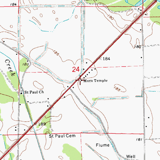 Topographic Map of Moro Temple, AR