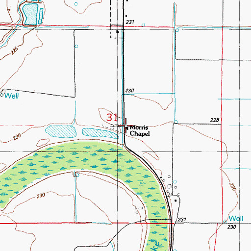 Topographic Map of Morris Chapel, AR