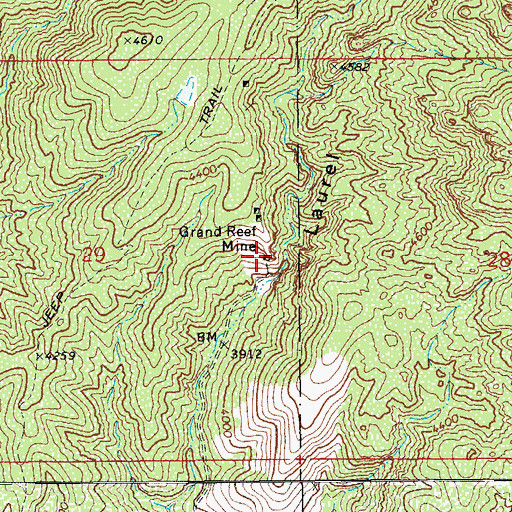 Topographic Map of Grand Reef Mine, AZ