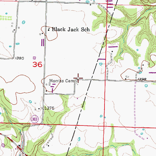 Topographic Map of Morriss Cemetery, AR