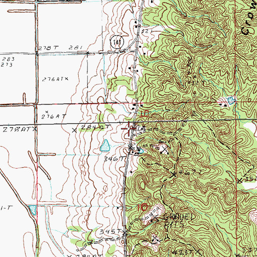 Topographic Map of Morrow Cemetery, AR