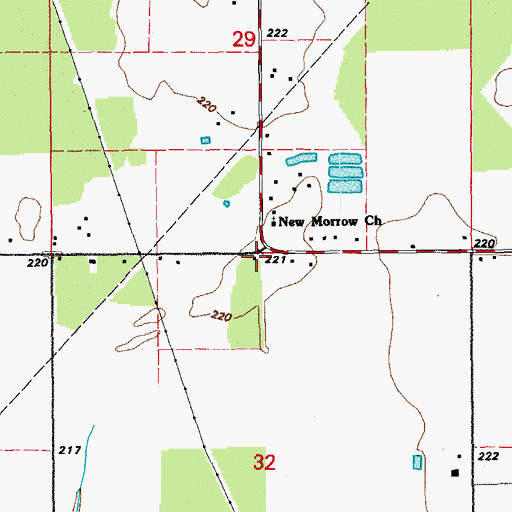Topographic Map of Morrow Church, AR