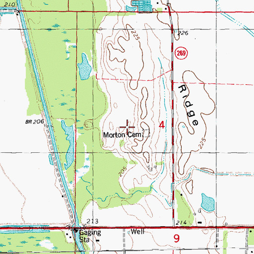 Topographic Map of Morton Cemetery, AR