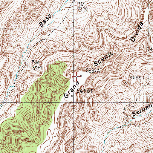 Topographic Map of Grand Scenic Divide, AZ