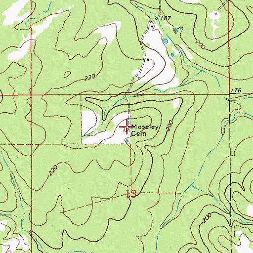 Topographic Map of Moseley Cemetery, AR