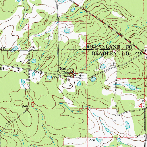 Topographic Map of Moseley Chapel, AR