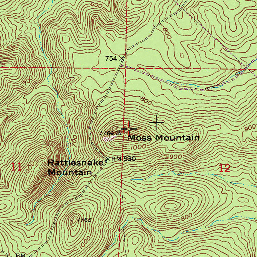 Topographic Map of Moss Mountain, AR