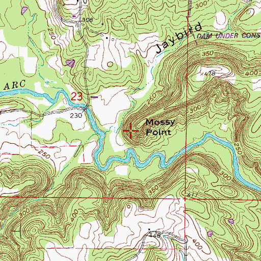 Topographic Map of Mossy Point, AR