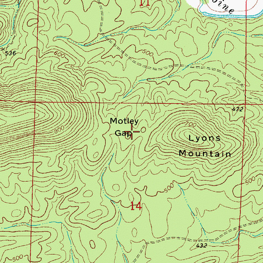 Topographic Map of Motley Gap, AR