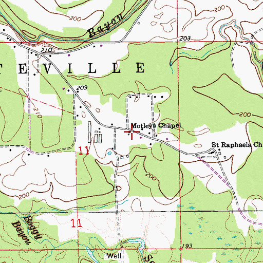Topographic Map of Motleys Chapel, AR