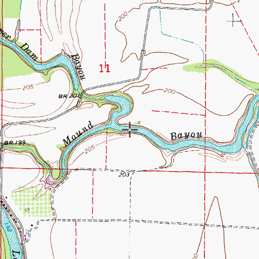Topographic Map of Mound Bayou, AR
