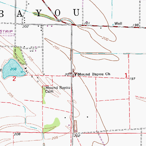 Topographic Map of Mound Bayou Church, AR