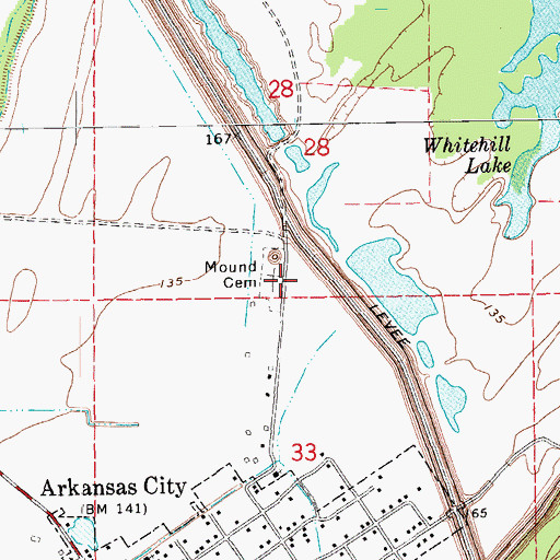 Topographic Map of Mound Cemetery, AR