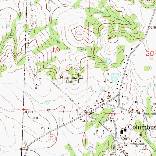 Topographic Map of Mounds Cemetery, AR