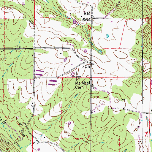 Topographic Map of Mount Abel Cemetery, AR
