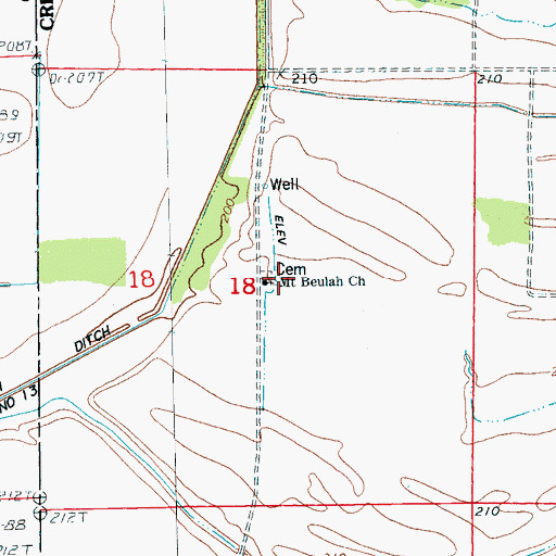 Topographic Map of Mount Beulah Church, AR