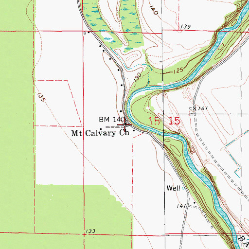Topographic Map of Mount Calvary Church, AR