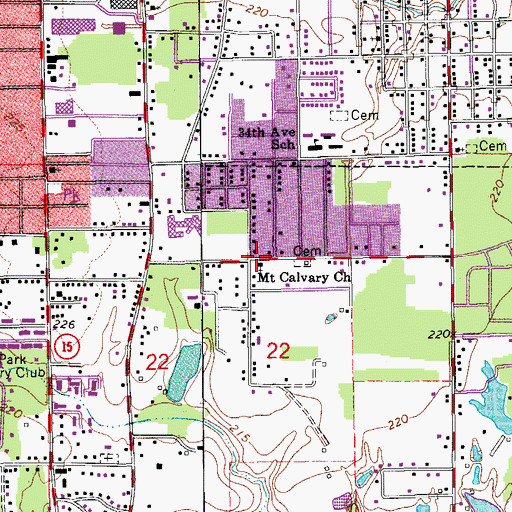 Topographic Map of Mount Calvary Baptist Church, AR
