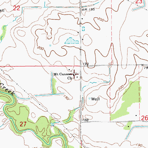 Topographic Map of Mount Canaan Church, AR