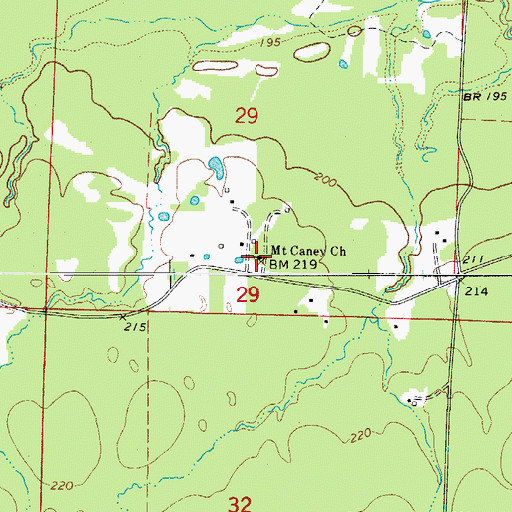 Topographic Map of Mount Caney Church, AR