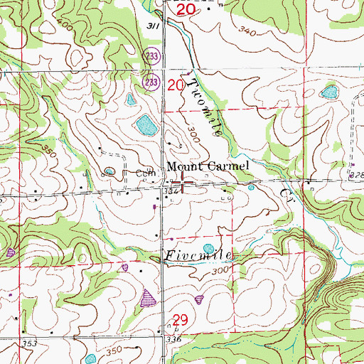 Topographic Map of Mount Carmel, AR