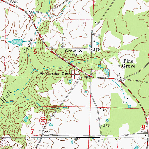 Topographic Map of Mount Carmel Cemetery, AR
