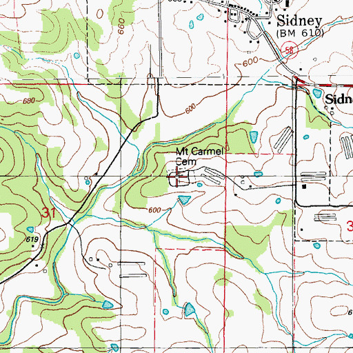 Topographic Map of Mount Carmel Cemetery, AR