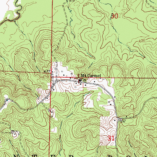Topographic Map of Mount Carmel Church, AR