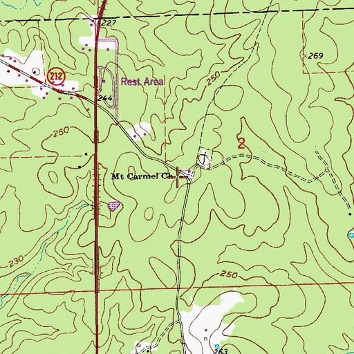 Topographic Map of Mount Carnel Church, AR