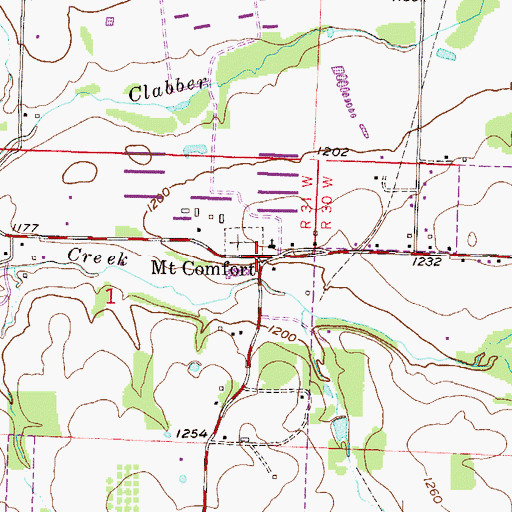 Topographic Map of Mount Comfort, AR