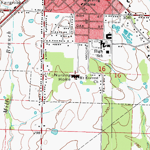 Topographic Map of Mount Everest Church, AR