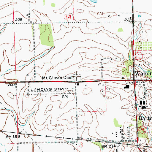 Topographic Map of Mount Gilean Cemetery, AR