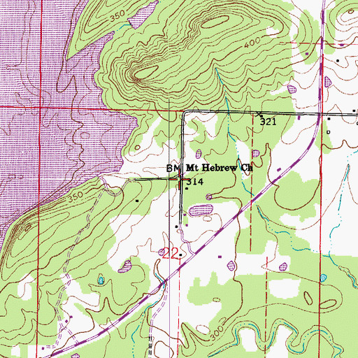 Topographic Map of Mount Hebrew Church, AR