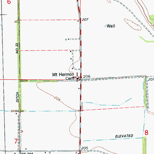 Topographic Map of Mount Hermon Cemetery, AR