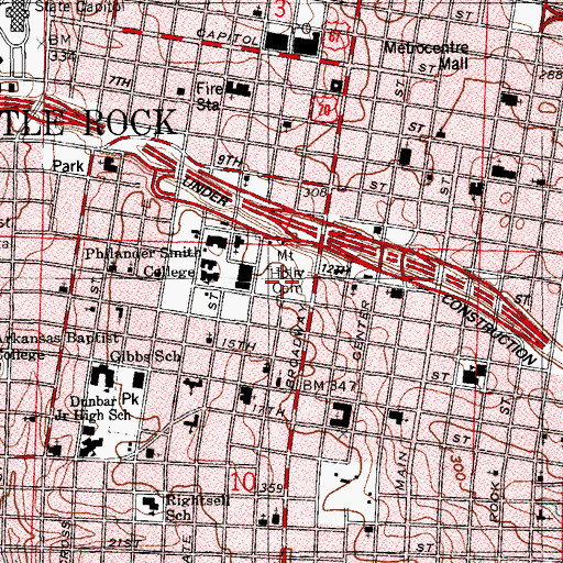 Topographic Map of Mount Holly Cemetery, AR