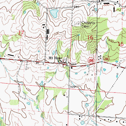 Topographic Map of Mount Hope Church, AR