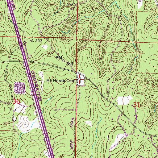 Topographic Map of Mount Horeb Cemetery, AR
