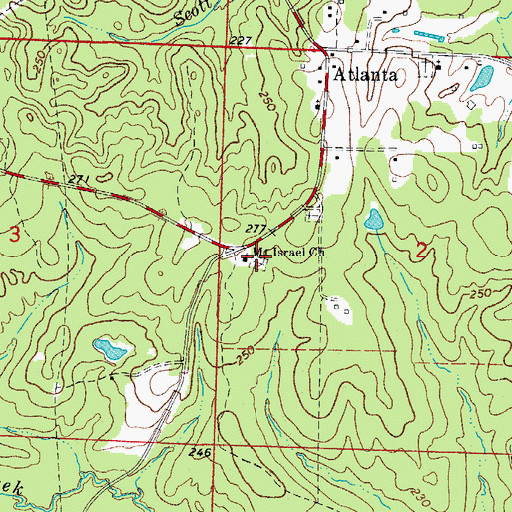 Topographic Map of Mount Israel Church, AR
