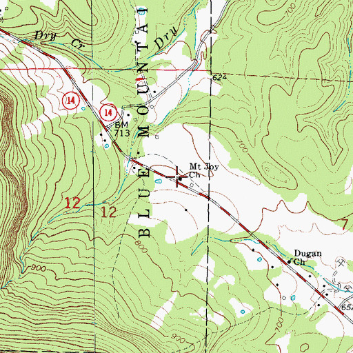 Topographic Map of Mount Joy Church, AR